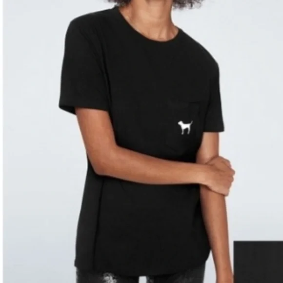 T-shirt Victoria's Secret PINK - Campus Dog - Appliqué - Neuf Avec étiquettes